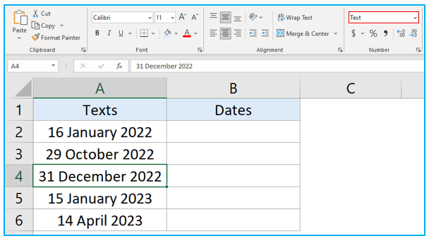 Text to Columns Option in Excel