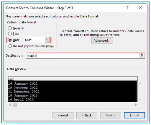 Text to Columns Option in Excel