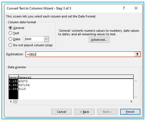 Text to Columns Option in Excel