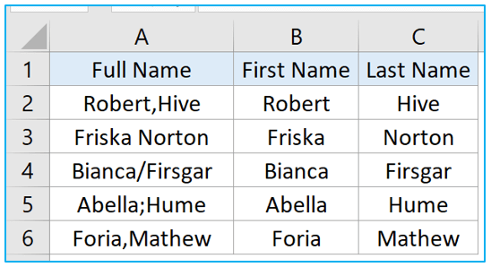 Text to Columns Option in Excel