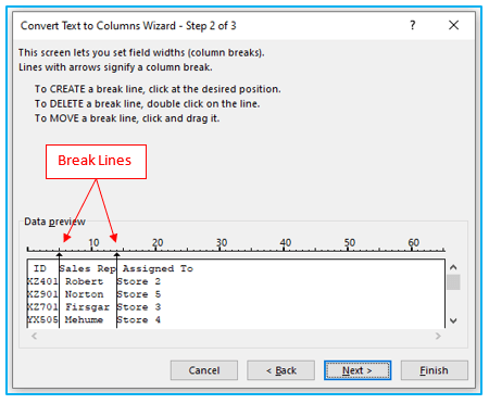 Text to Columns Option in Excel