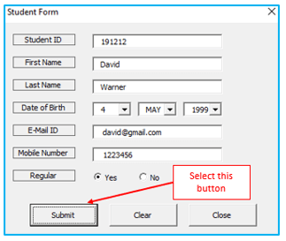 Userform in Excel