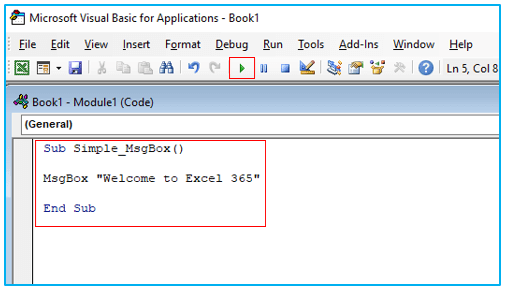 VBA Message Box in Excel