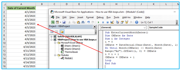 VBA loops in Excel