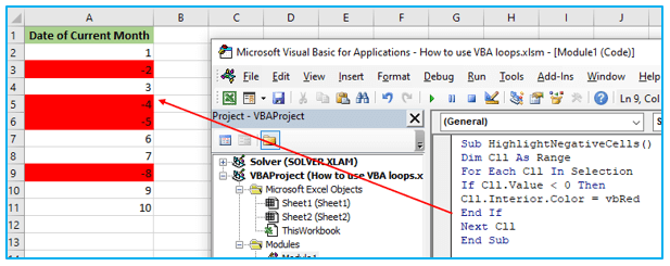 VBA loops in Excel