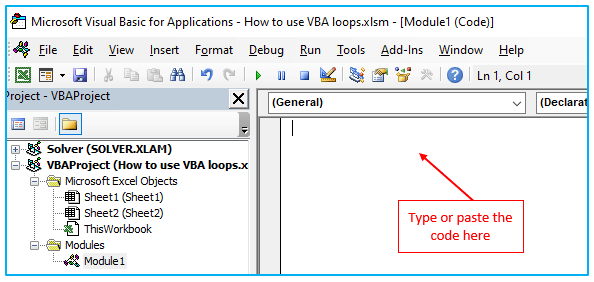 VBA loops in Excel