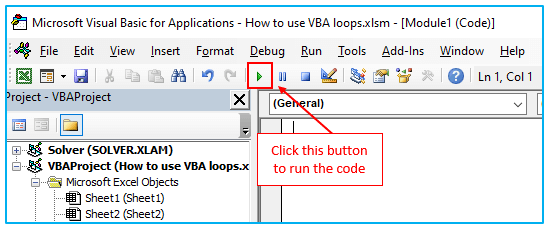 VBA loops in Excel