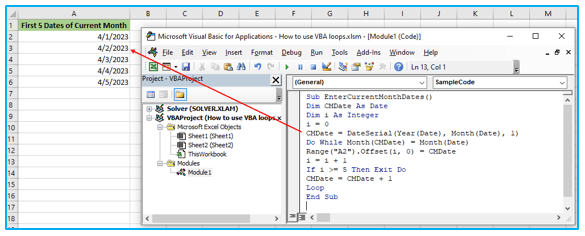 VBA loops in Excel