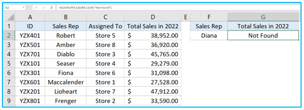 XLOOKUP in Excel