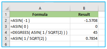 ASIN Function in Excel
