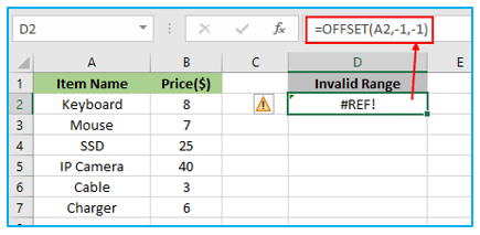 Offset Function in Excel