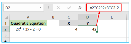 Quadratic Equation in Excel