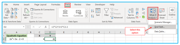 Quadratic Equation in Excel