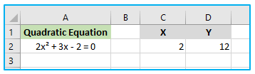 Quadratic Equation in Excel