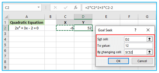 Quadratic Equation in Excel