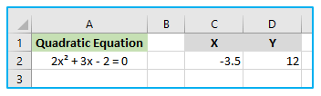 Quadratic Equation in Excel