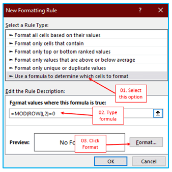 Color Alternate Rows in Excel