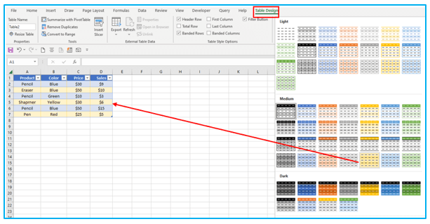 Color Alternate Rows in Excel