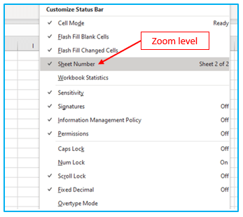 Status Bar in Excel