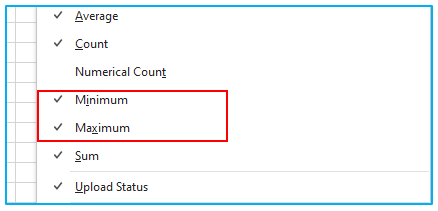 Status Bar in Excel