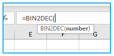 BIN2DEC Function in Excel