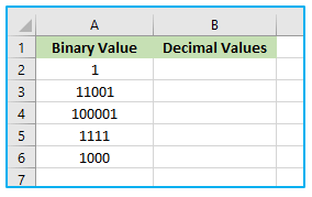 BIN2DEC Function in Excel