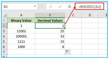 BIN2DEC function 