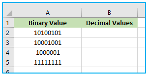 BIN2DEC Function in Excel