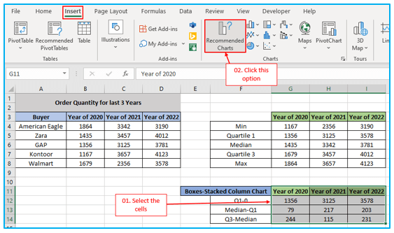 Box and Whisker Plot in Excel