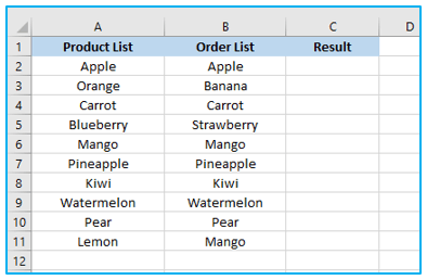 Compare Texts of Two Cells in Excel