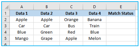 Compare Texts of Two Cells in Excel