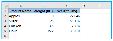 Convert KG to LBS 