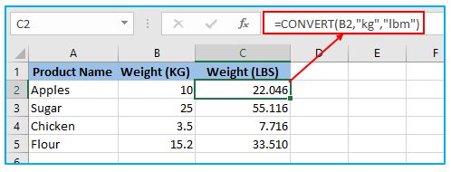 Convert KG to LBS