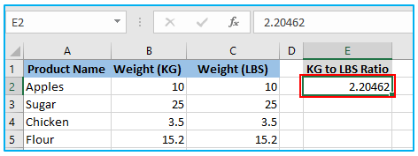 Convert KG to LBS
