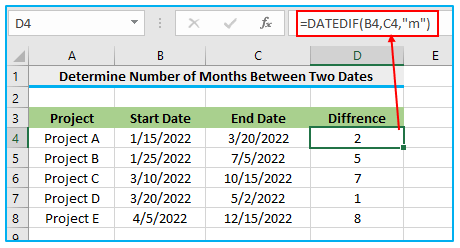 DATEDIF Function in Excel