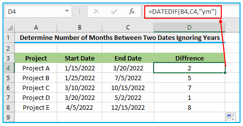 DATEDIF Function in Excel