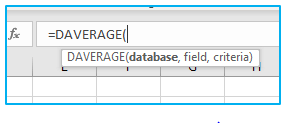 DAVERAGE Function in Excel