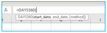 DAYS360 Function in Excel