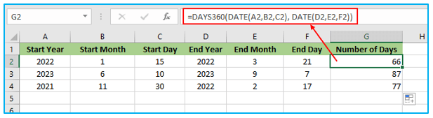 DAYS360 Function in Excel