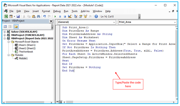 Print Area in Excel