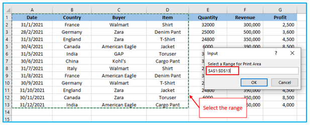 Print Area in Excel