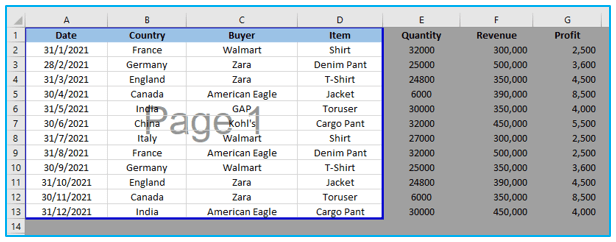 Print Area in Excel