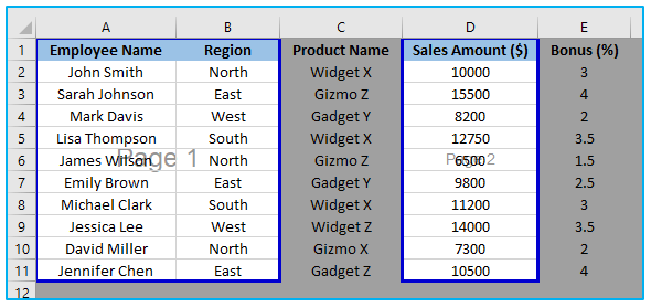 Print Area in Excel