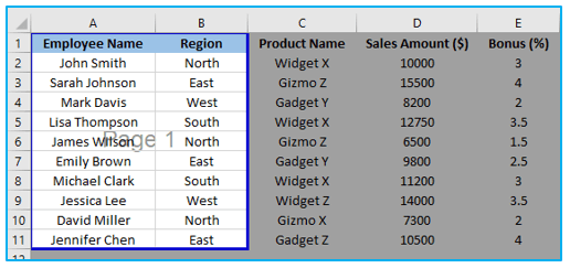 Print Area in Excel