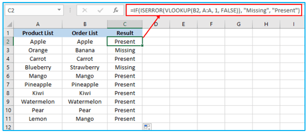 Compare Text in Excel