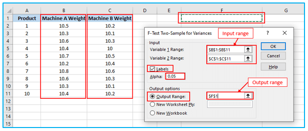 F-Test in Excel