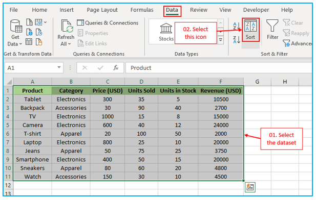 Sort by Multiple Columns in Excel