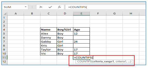 COUNTBLANK function 