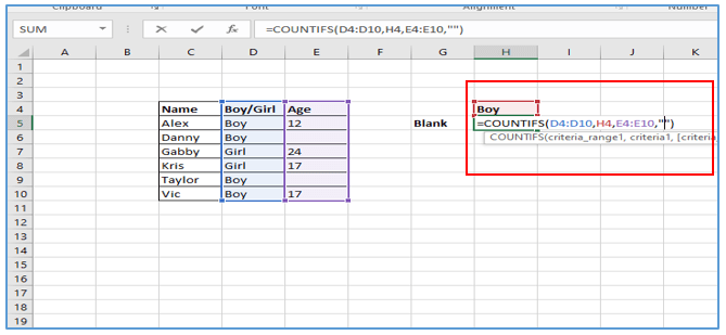 COUNTBLANK function