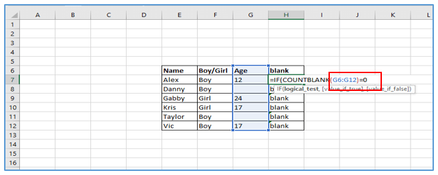 COUNTBLANK function